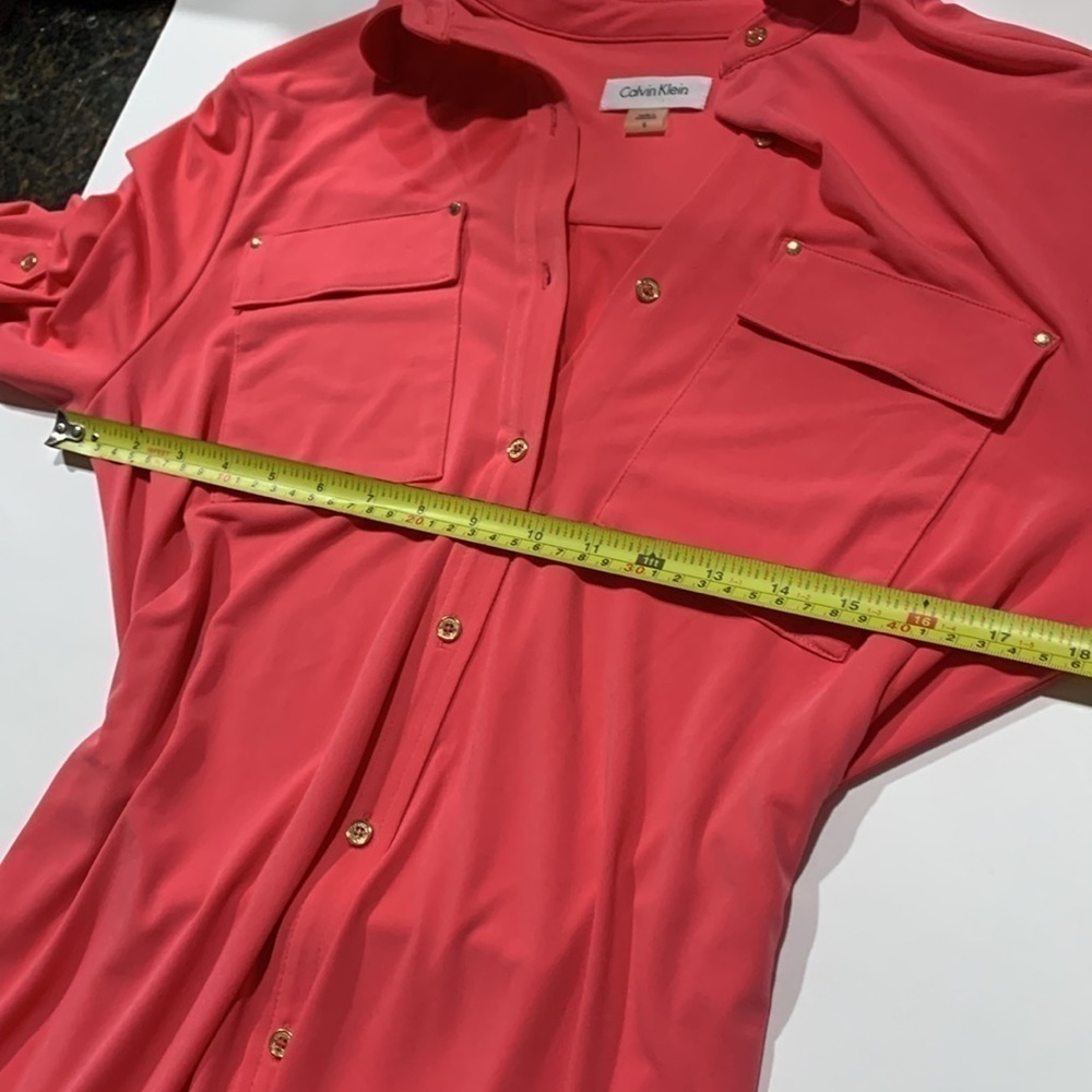 Calvin Klein hibiscus pink shirt dress. Size 6 - Picture 4 of 7